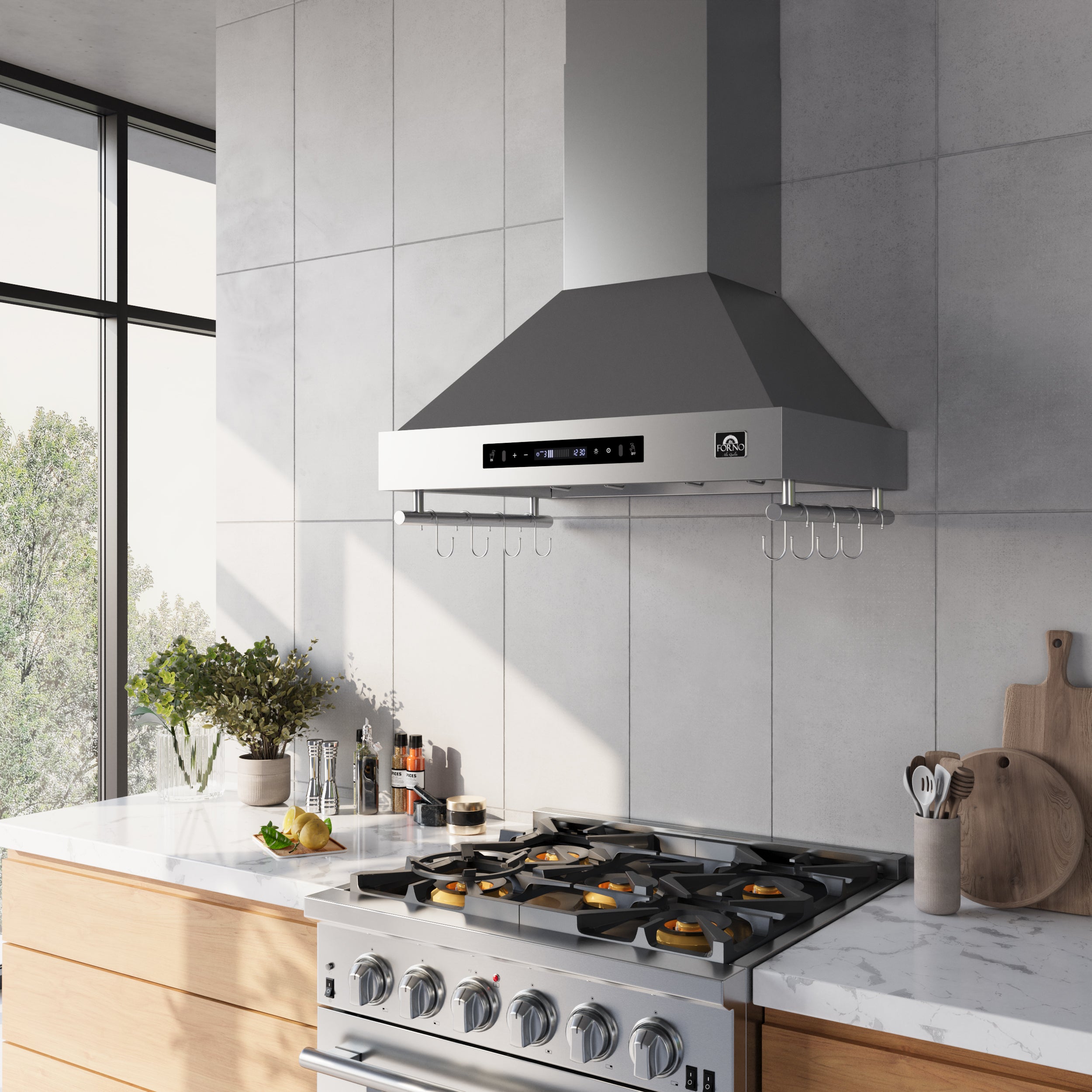 Venezia 30 Inch Wall-Mounted Range Hood with Touch Controls and Baffle Filters FRHWM550330