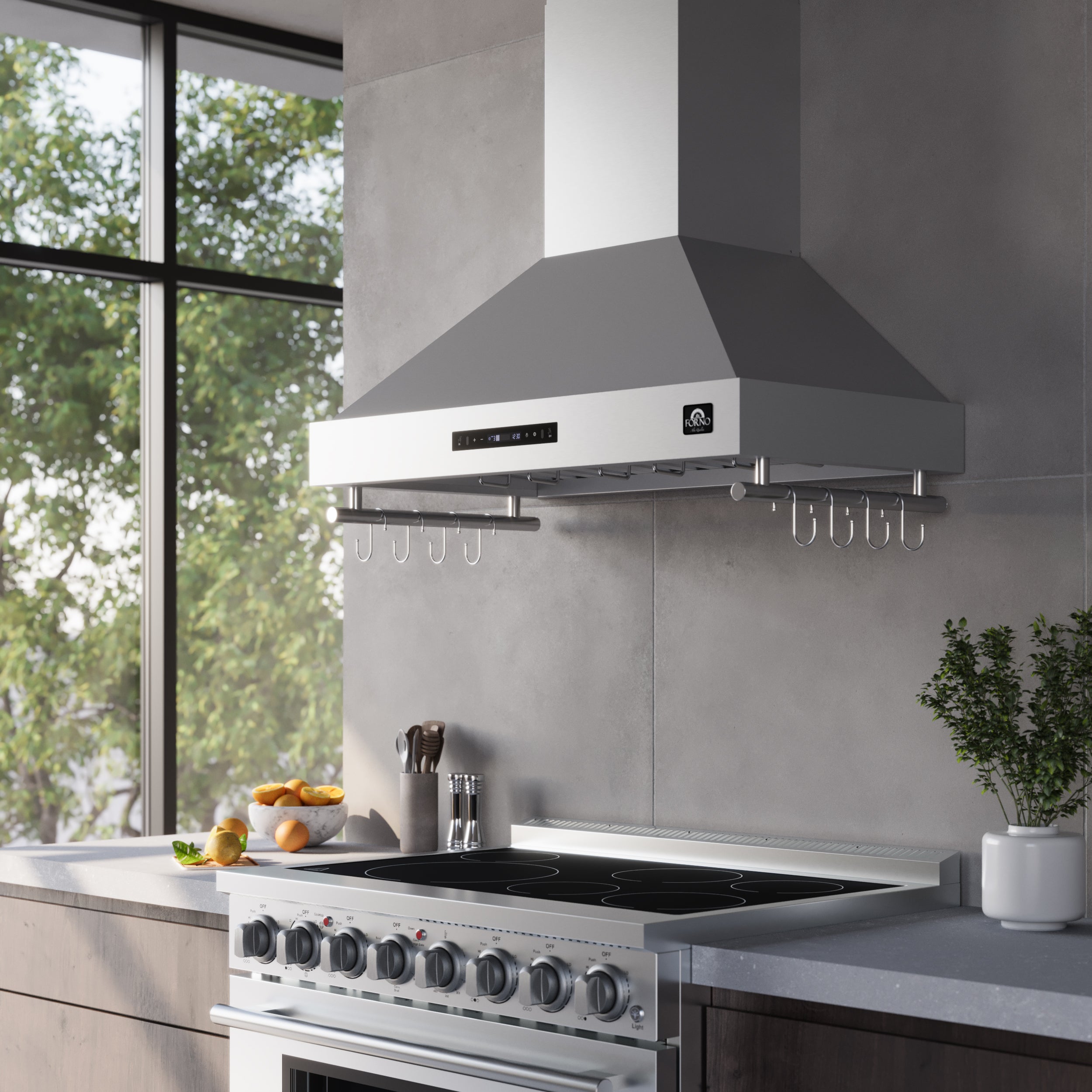 Venezia 36 Inch Wall-Mounted Range Hood with Touch Controls and Baffle Filters FRHWM550336