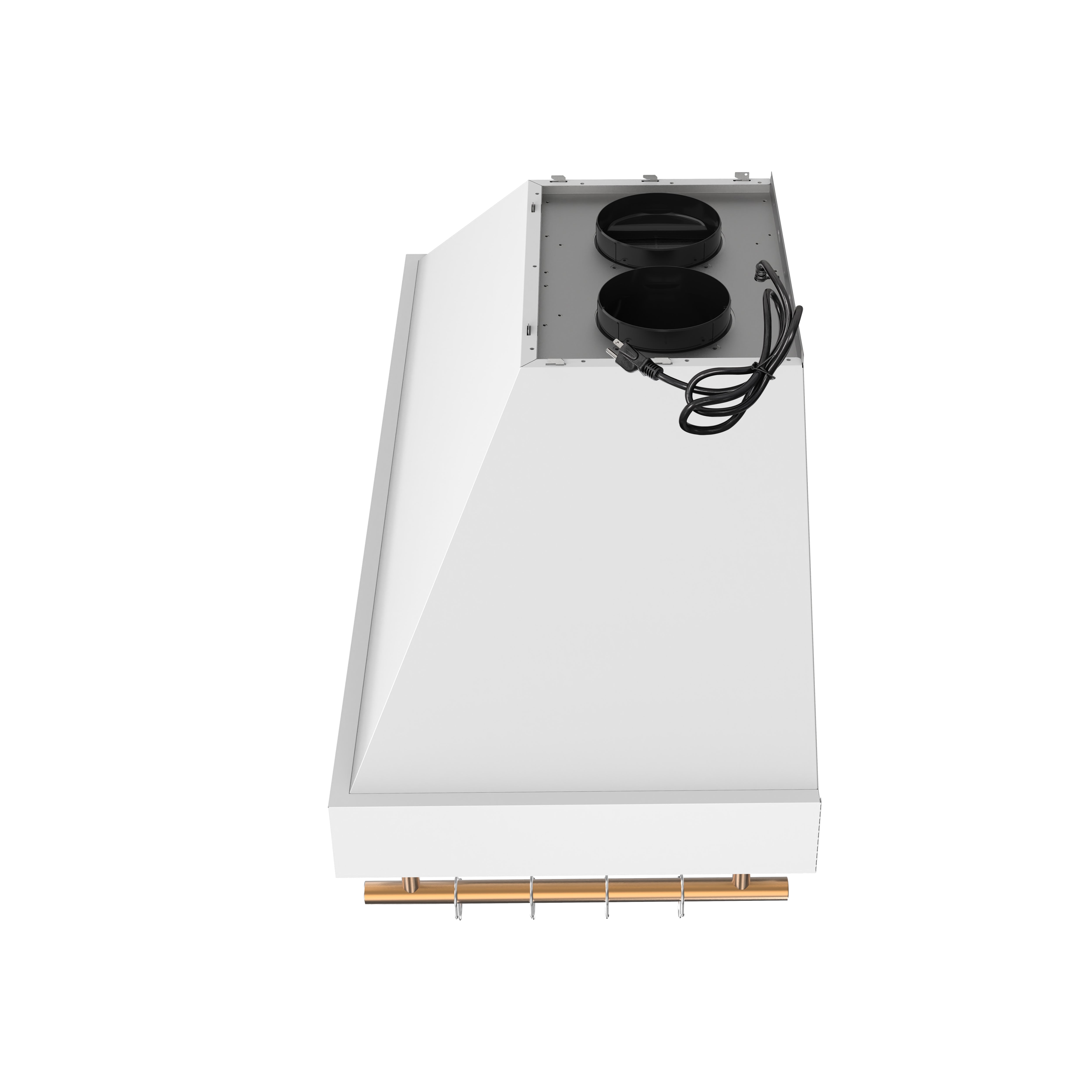 Venezia 48 Inch Wall-Mounted Range Hood in with Antique Brass Accessories, Touch Controls and Baffle Filters FRHWM550348WHT