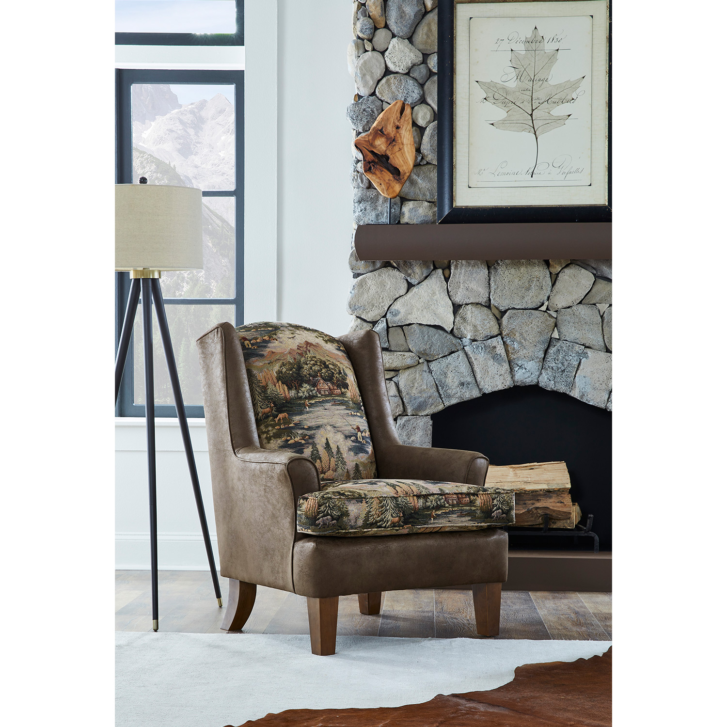Andrea - Wing Back Chair - Dark Walnut - FS0170DWMFX1 FS0170DWMFX1
