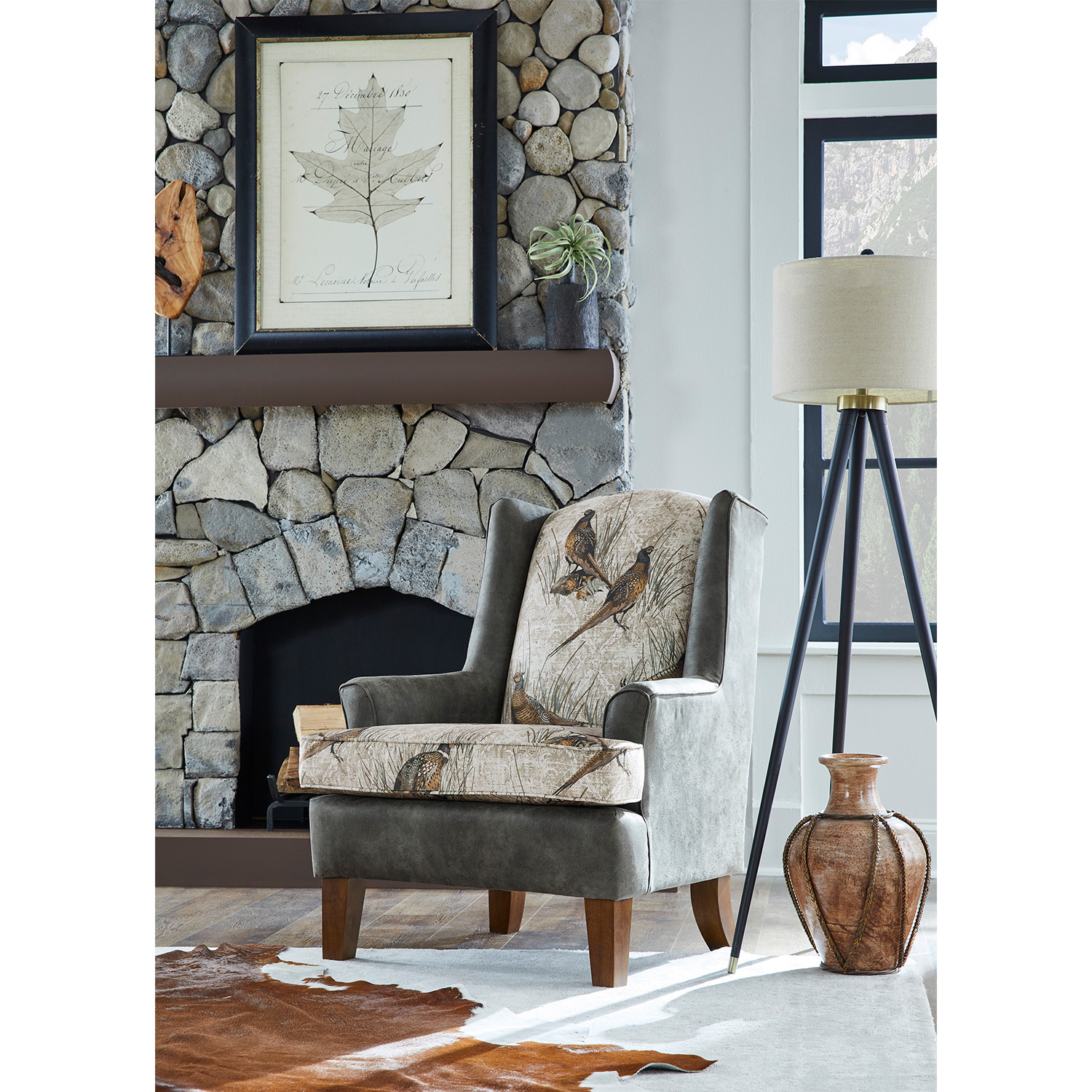 Andrea - Wing Back Chair - Dark Walnut - FS0170DWMFX2 FS0170DWMFX2