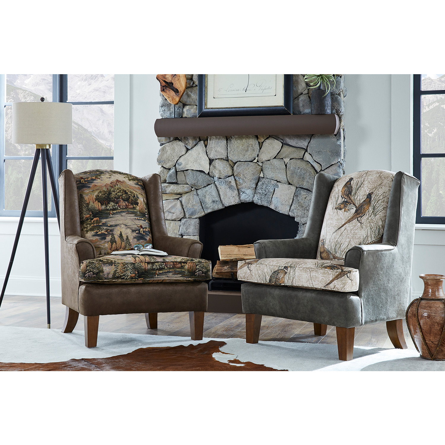 Andrea - Wing Back Chair - Dark Walnut - FS0170DWMFX2 FS0170DWMFX2
