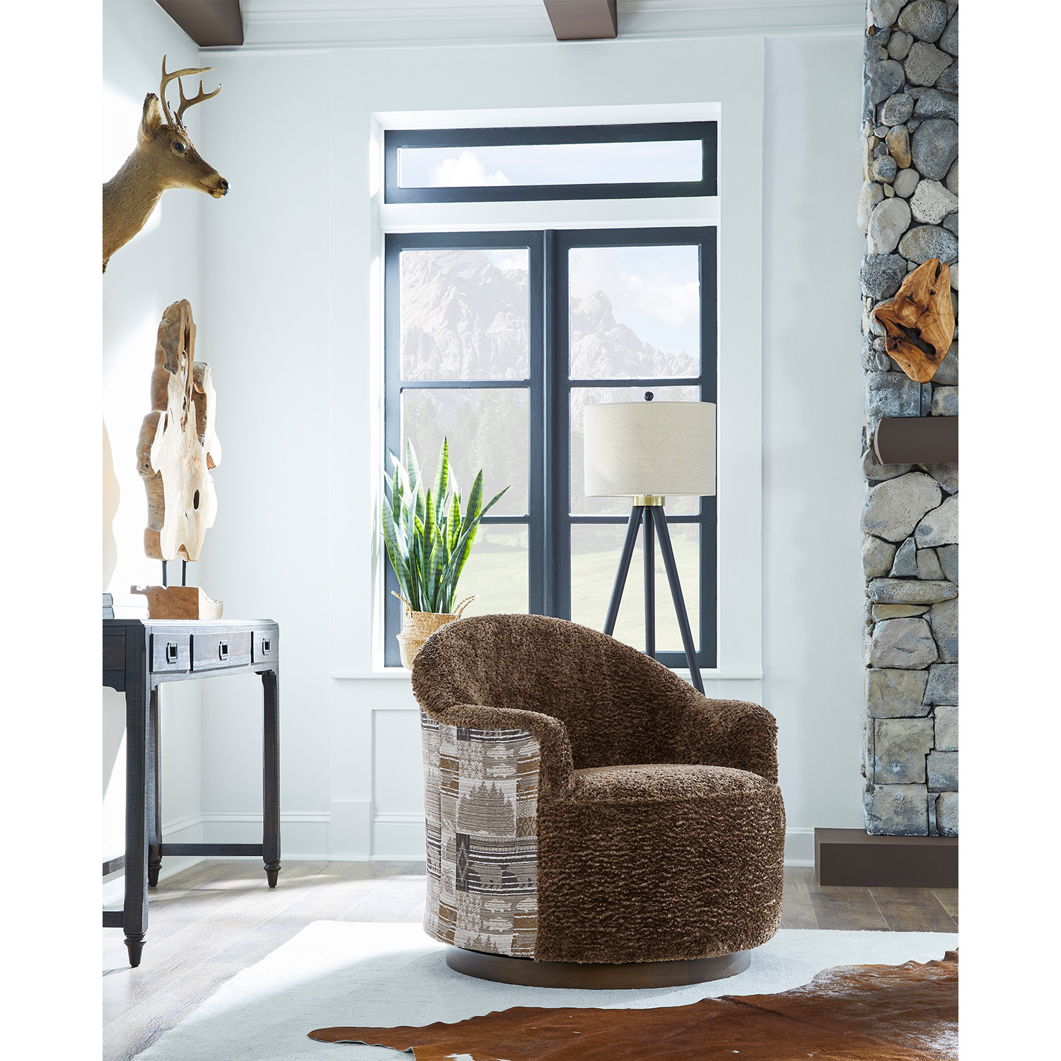 April - Swivel Barrel Chair - Dark Walnut - FS2138DWMF FS2138DWMF