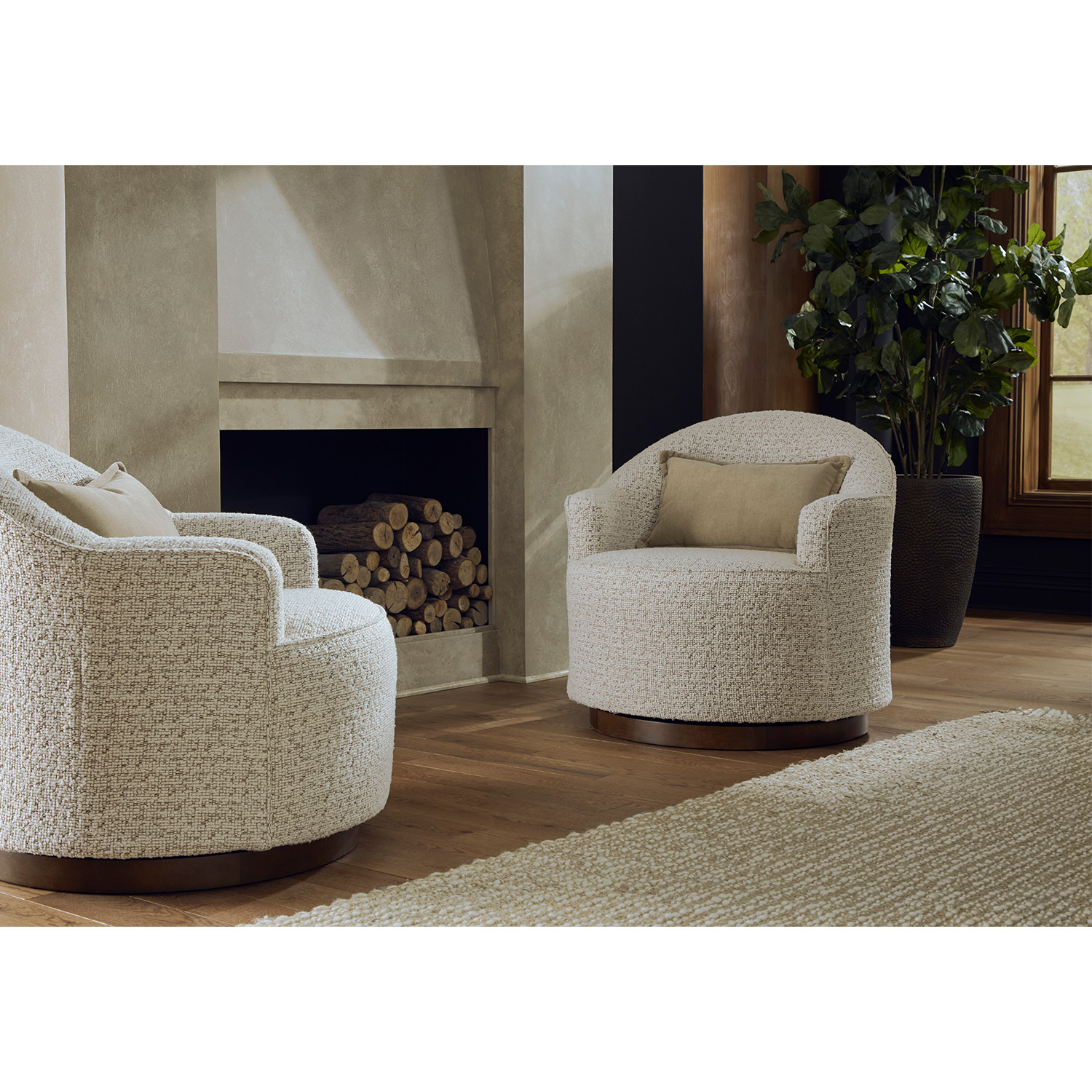 April - Swivel Barrel Chair - Dark Walnut - FS2138DWMF FS2138DWMF