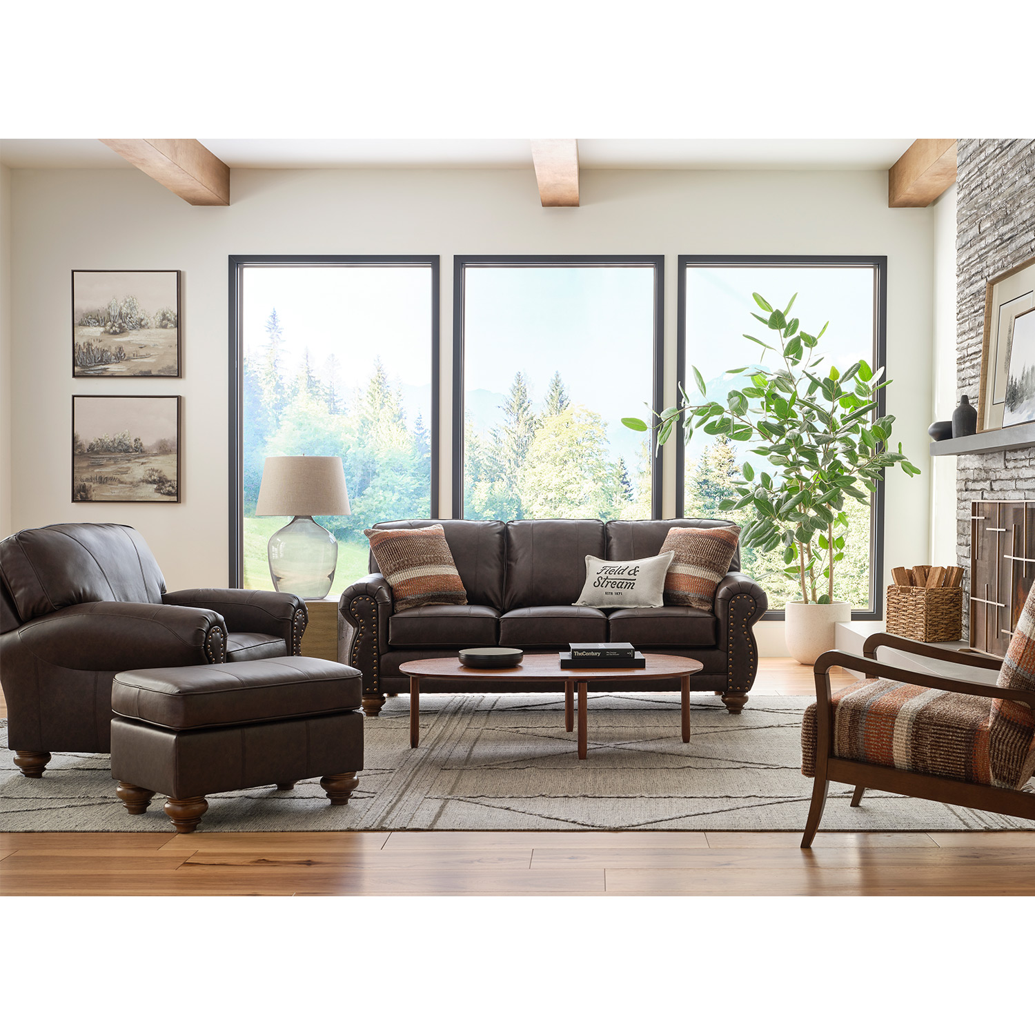 Noble - Leather Club Chair - Dark Walnut - FSC64DWLU FSC64DWLU