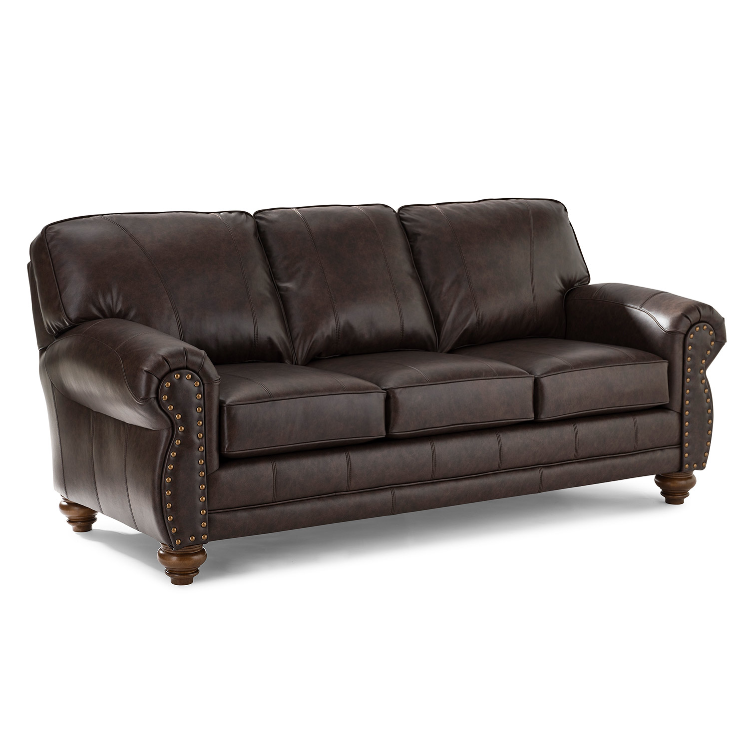 Noble - Top-grain Leather Stationary Sofa - Dark Walnut - FSS64DWLU FSS64DWLU