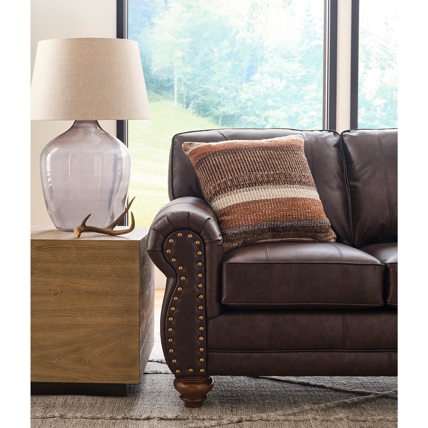 Noble - Top-grain Leather Stationary Sofa - Dark Walnut - FSS64DWLU FSS64DWLU