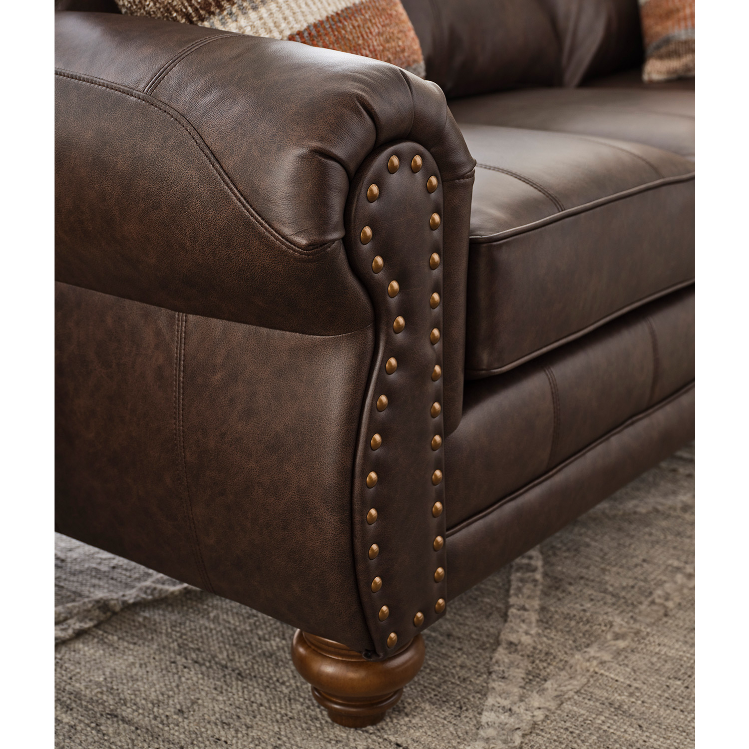 Noble - Top-grain Leather Stationary Sofa - Dark Walnut - FSS64DWLU FSS64DWLU