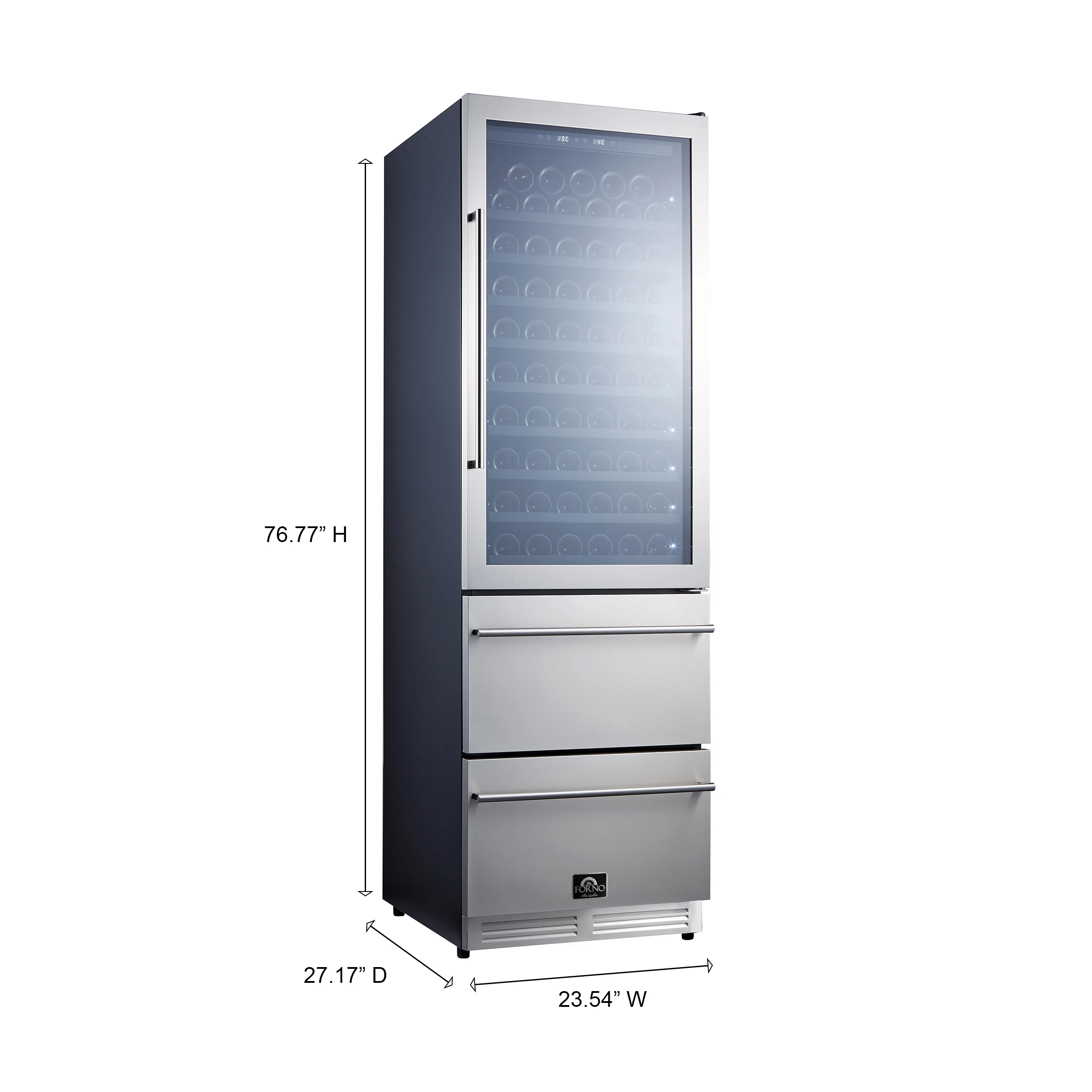 Azienda 24-Inch Dual Temperature Zone Wine Cooler, Up to 108 Bottles, Two Refrigerated Drawers, Adjustable Temperature Zones, Energy Efficient FWCDR662824S
