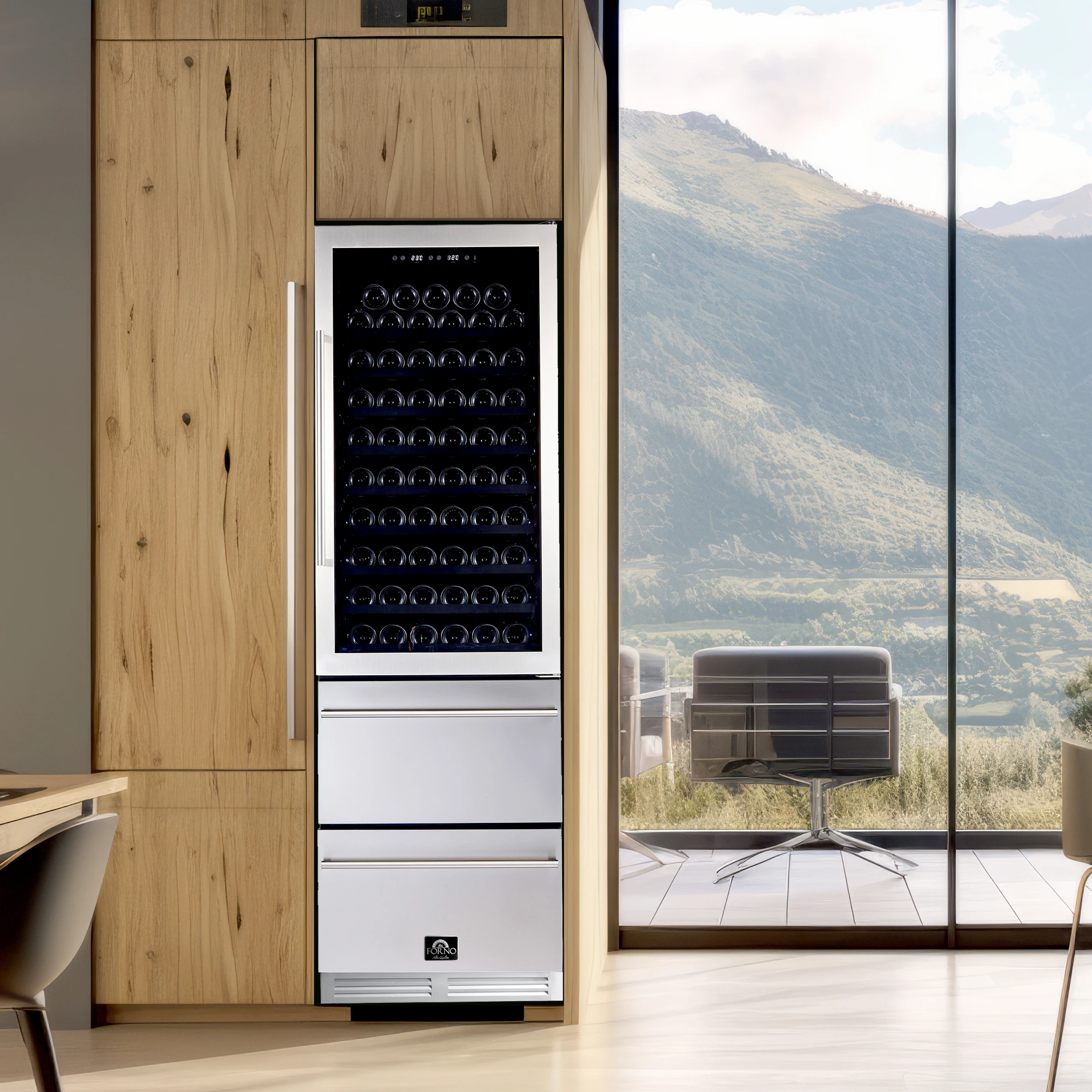 Azienda 24-Inch Dual Temperature Zone Wine Cooler, Up to 108 Bottles, Two Refrigerated Drawers, Adjustable Temperature Zones, Energy Efficient FWCDR662824S