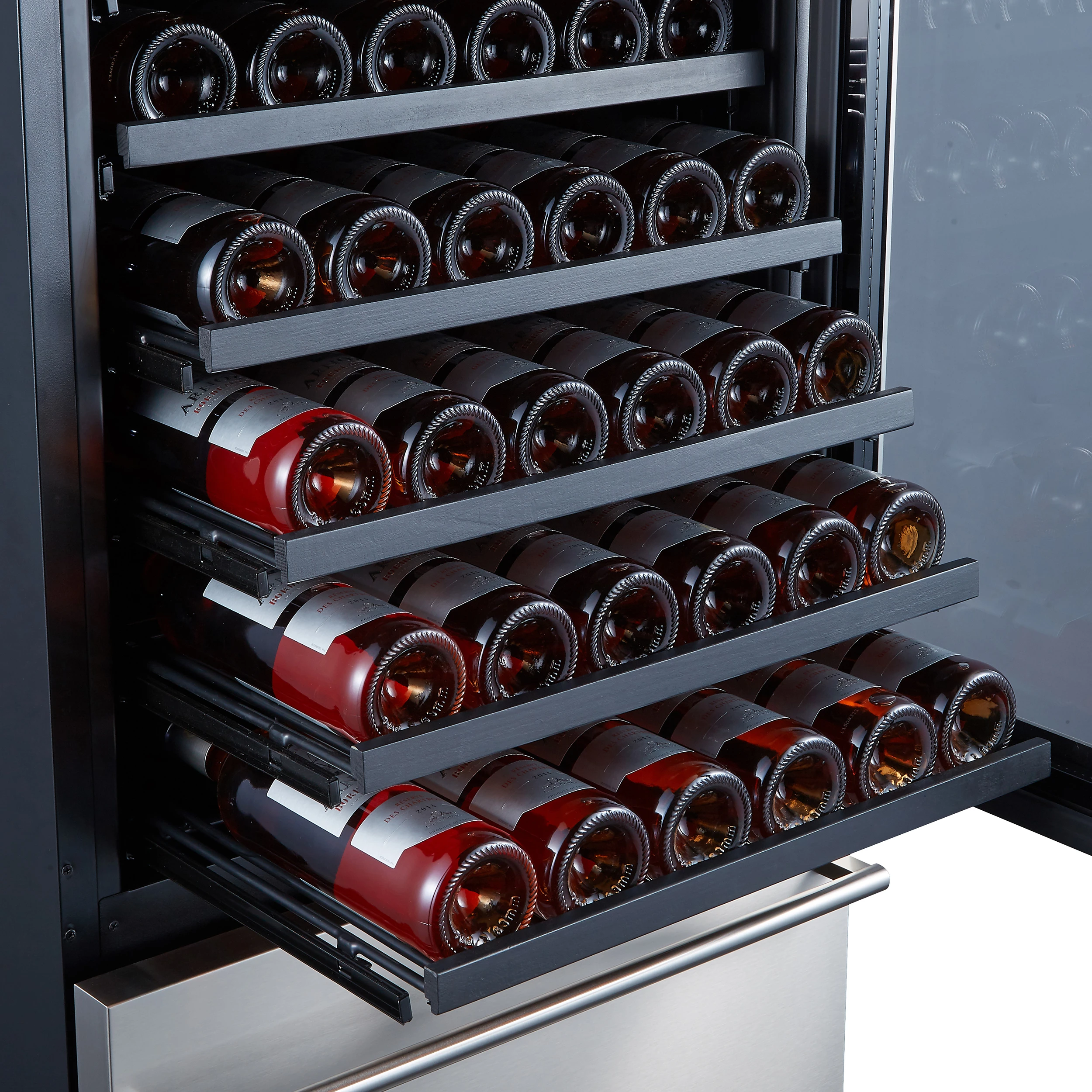 Azienda 24-Inch Dual Temperature Zone Wine Cooler, Up to 108 Bottles, Two Refrigerated Drawers, Adjustable Temperature Zones, Energy Efficient FWCDR662824S