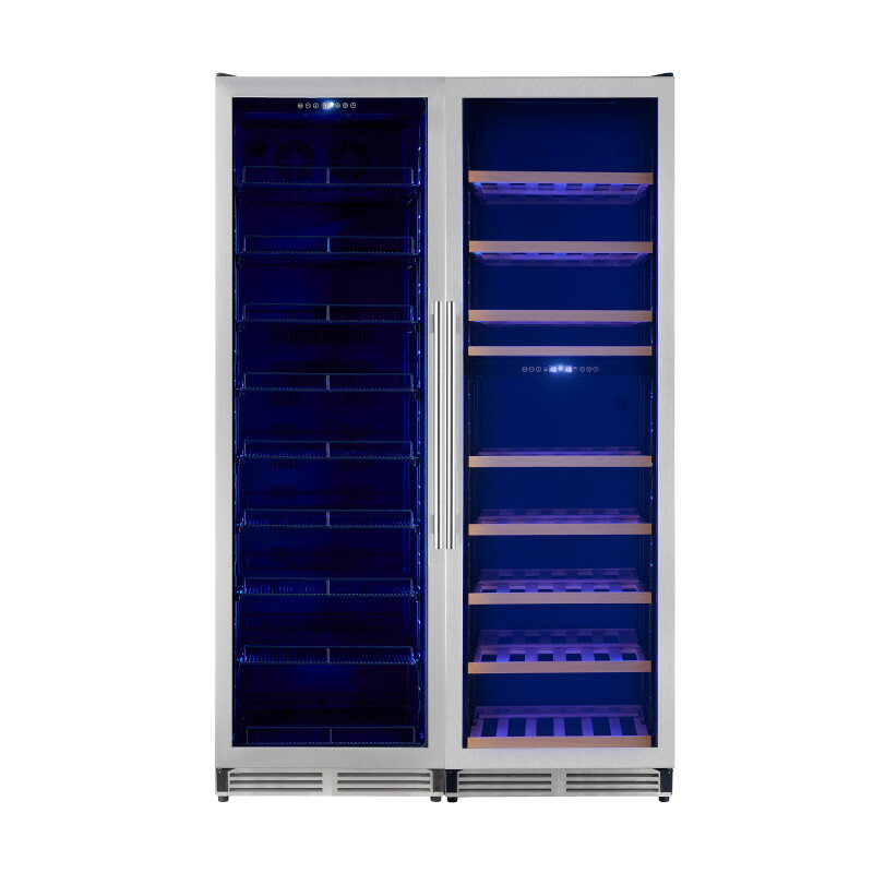 Avellina 48-in, 31.8 cu.ft. triple zone side-by-side Wine/Beverage cooler, 427 cans & 94 Wine bottles, Blue LED lights FWCDR663348S