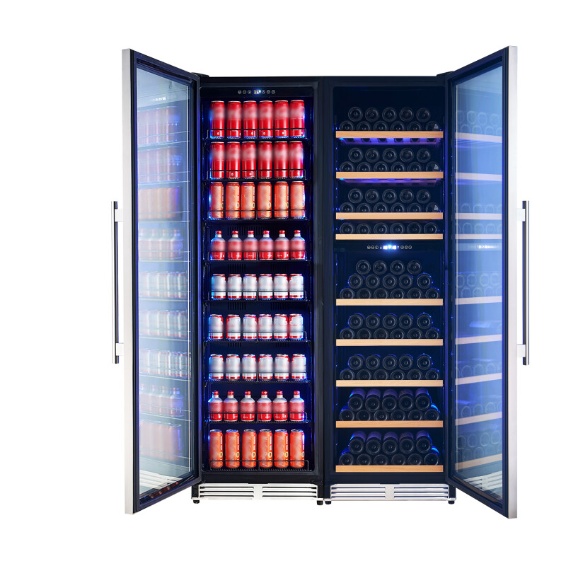 Avellina 48-in, 31.8 cu.ft. triple zone side-by-side Wine/Beverage cooler, 427 cans & 94 Wine bottles, Blue LED lights FWCDR663348S