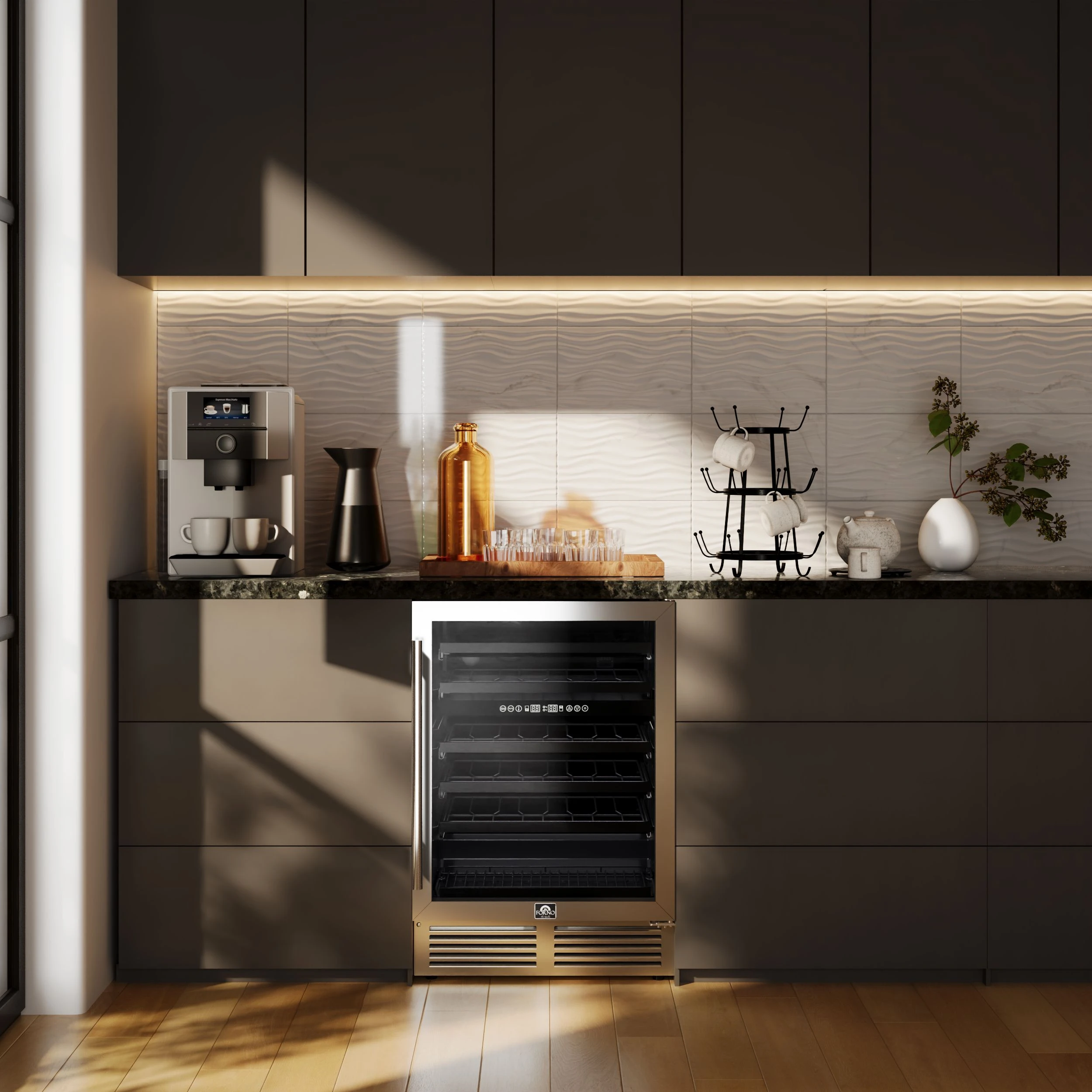 Bacchino 24 Inch Wine Cooler, , with LED Lighting, Triple Glass Door, 51 Bottle Capacity, Built-In or Freestanding FWCDR663424S