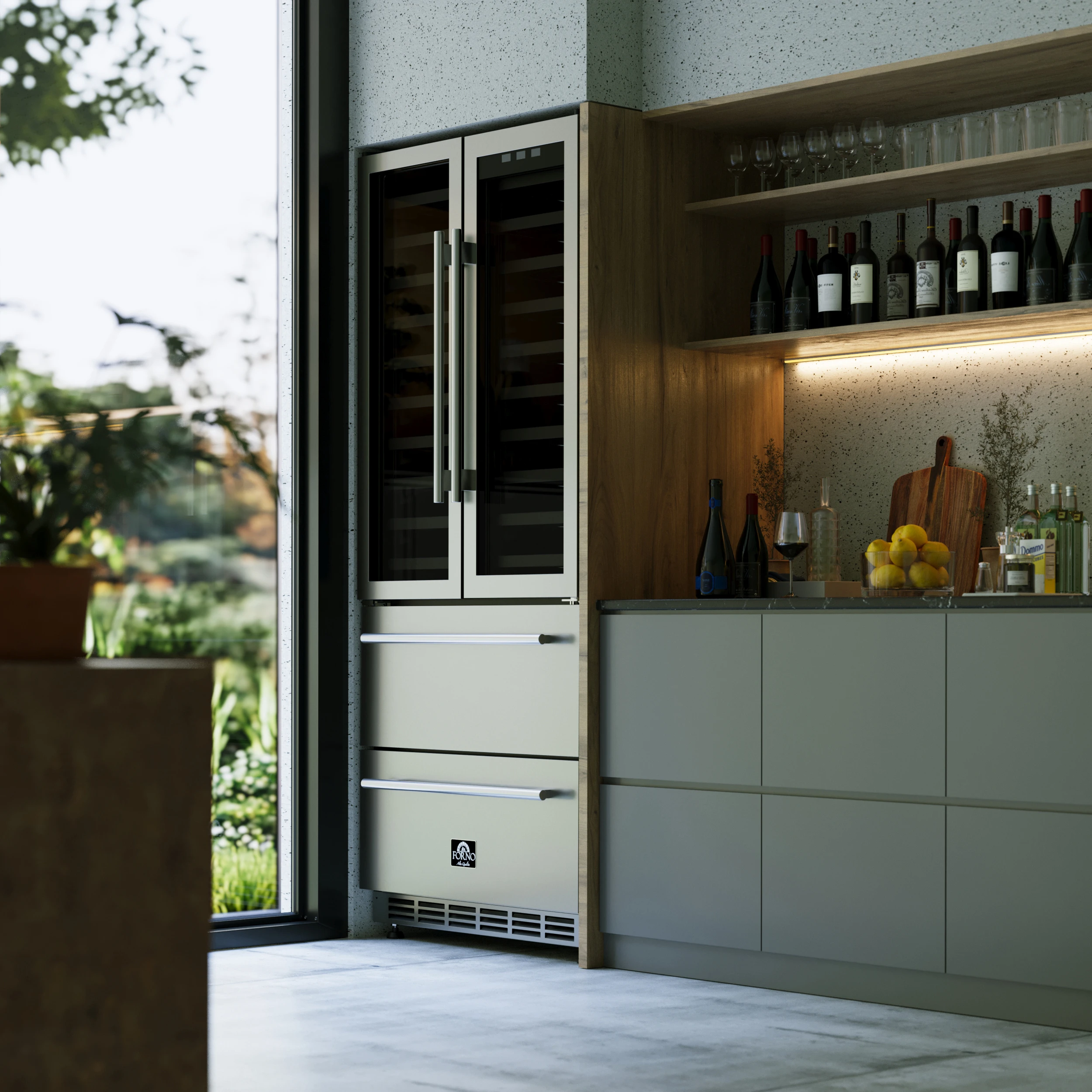 Campania 32-Inch Wine Cooler, , Dual Wine Zones, Two Beverage Drawers, 17.7 cu.ft FWCDR663532S