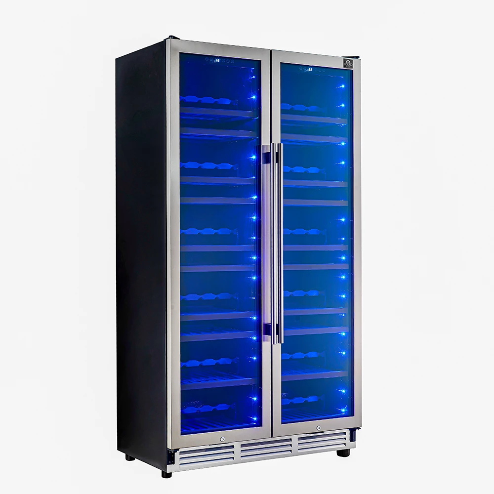 Vernazza 40-Inch Side-by-Side Dual Zone Wine Cellar, 25.07 cu.ft Capacity, , Temperature Control, UV-Protected Glass Door, Wooden Shelves FWCDR664240S