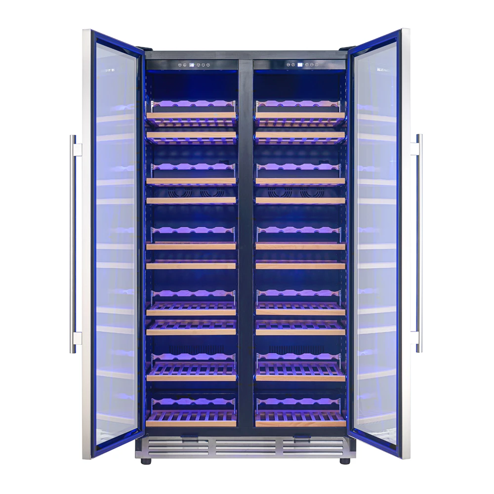 Vernazza 40-Inch Side-by-Side Dual Zone Wine Cellar, 25.07 cu.ft Capacity, , Temperature Control, UV-Protected Glass Door, Wooden Shelves FWCDR664240S