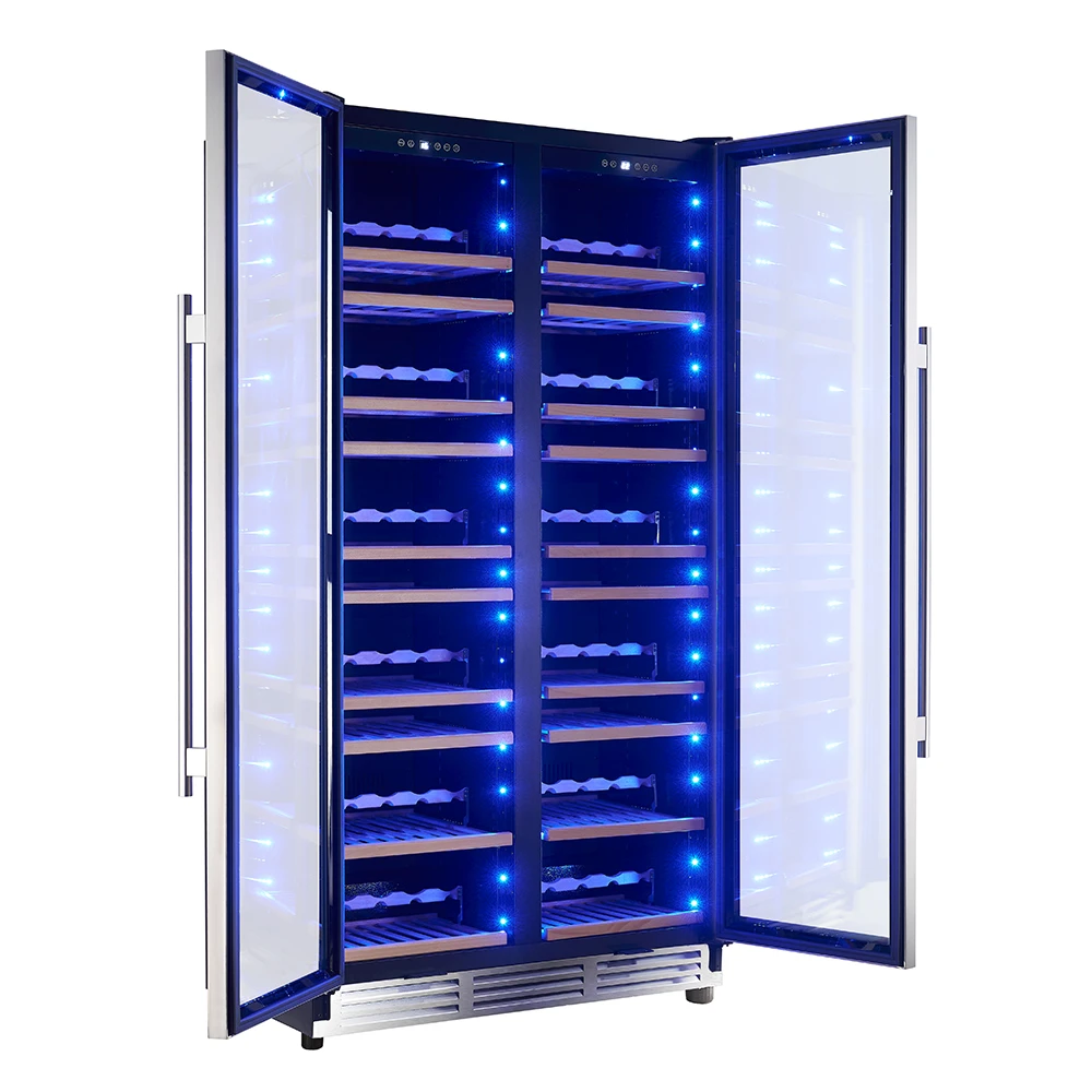 Vernazza 40-Inch Side-by-Side Dual Zone Wine Cellar, 25.07 cu.ft Capacity, , Temperature Control, UV-Protected Glass Door, Wooden Shelves FWCDR664240S