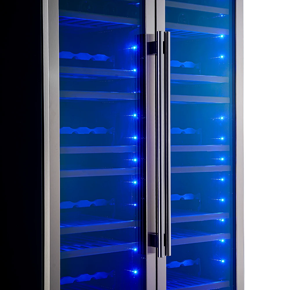 Vernazza 40-Inch Side-by-Side Dual Zone Wine Cellar, 25.07 cu.ft Capacity, , Temperature Control, UV-Protected Glass Door, Wooden Shelves FWCDR664240S