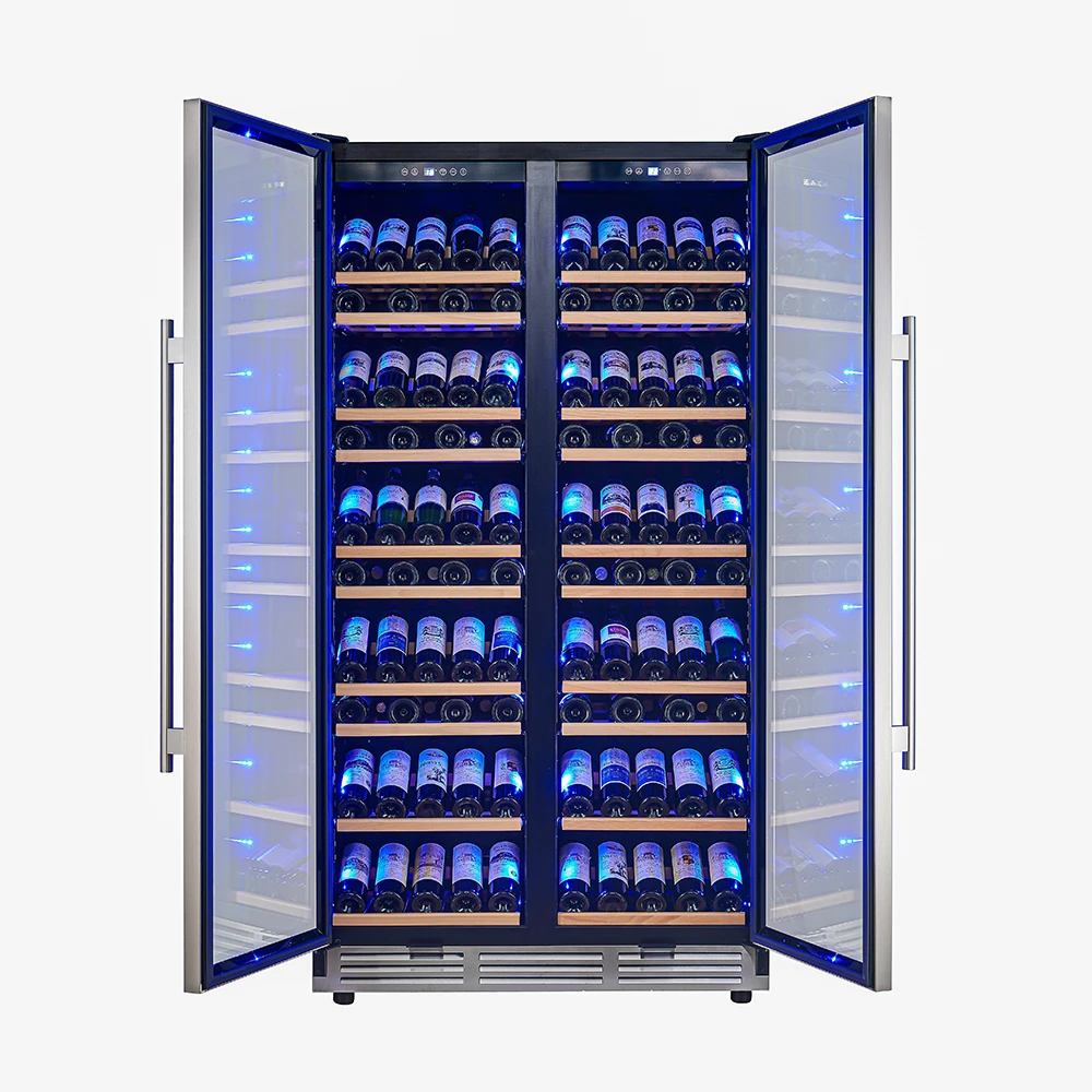 Vernazza 40-Inch Side-by-Side Dual Zone Wine Cellar, 25.07 cu.ft Capacity, , Temperature Control, UV-Protected Glass Door, Wooden Shelves FWCDR664240S