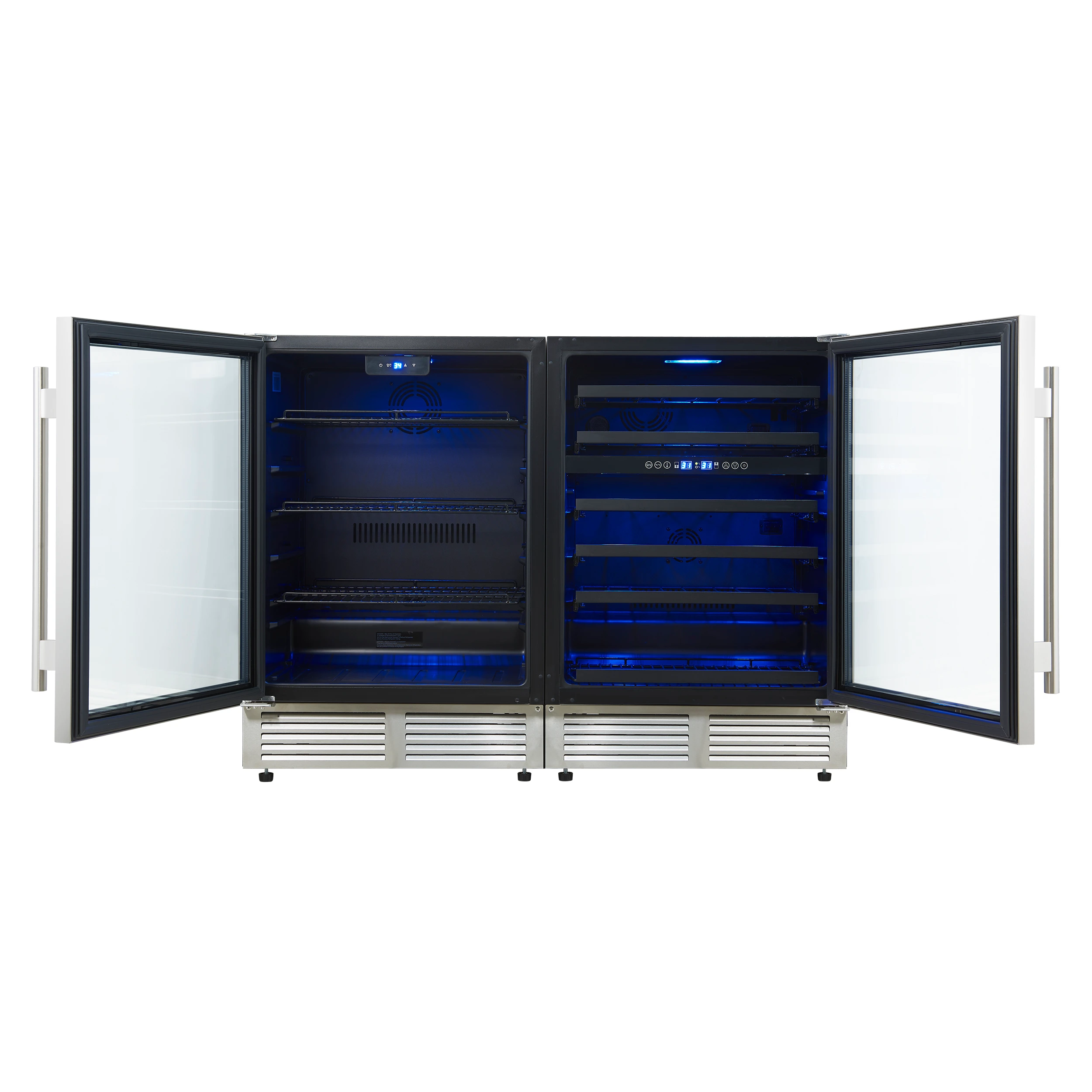 Gemello 48 Inch Side-by-Side Wine and Beverage Cooler in Stainless Steel, French Door, 9.6 cu. ft. FWCDR669948S