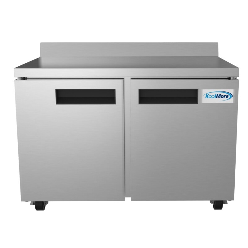 48 in. Stainless Steel Two-Door Worktop Commercial Freezer with 3.5 in. Backsplash, 12 cu. ft FWT2D12C