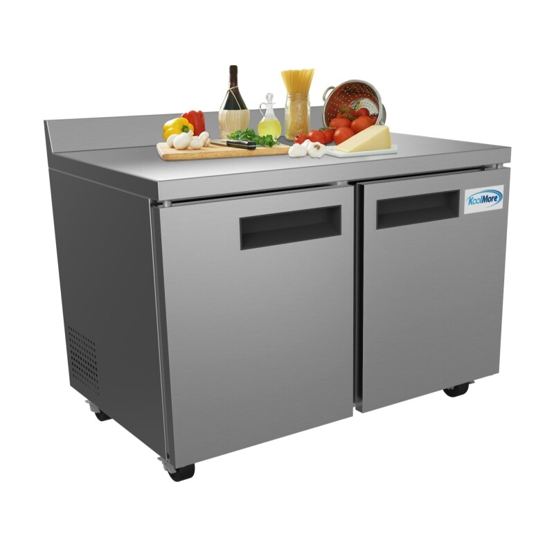 48 in. Stainless Steel Two-Door Worktop Commercial Freezer with 3.5 in. Backsplash, 12 cu. ft FWT2D12C