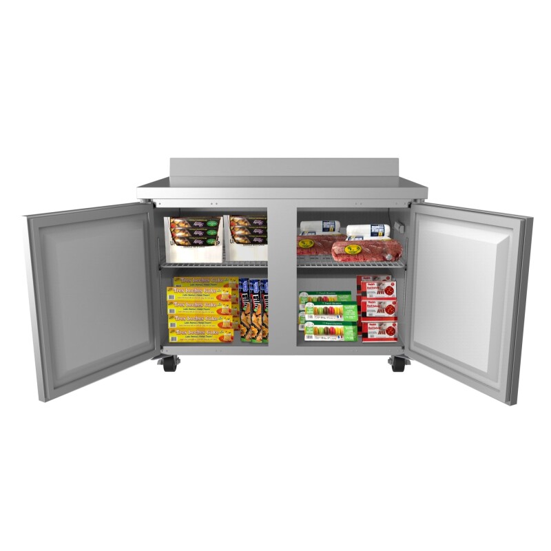 48 in. Stainless Steel Two-Door Worktop Commercial Freezer with 3.5 in. Backsplash, 12 cu. ft FWT2D12C