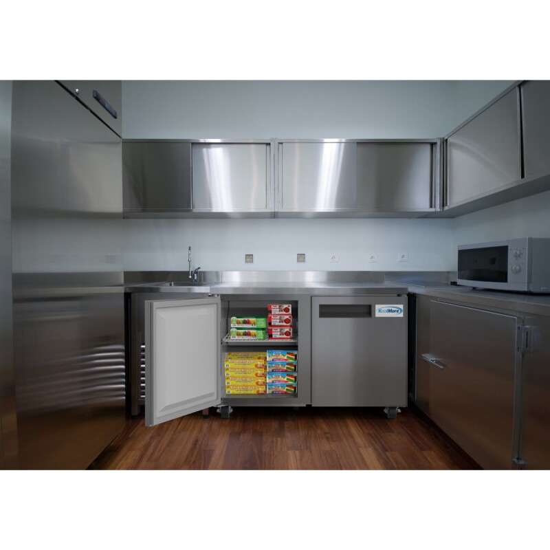 48 in. Stainless Steel Two-Door Worktop Commercial Freezer with 3.5 in. Backsplash, 12 cu. ft FWT2D12C