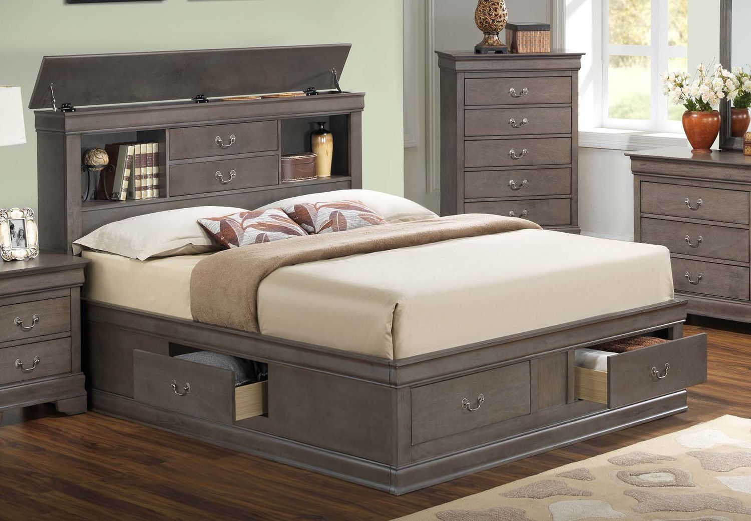 Glory Furniture G3105 Full Storage Bed in Grey G3105BFSB