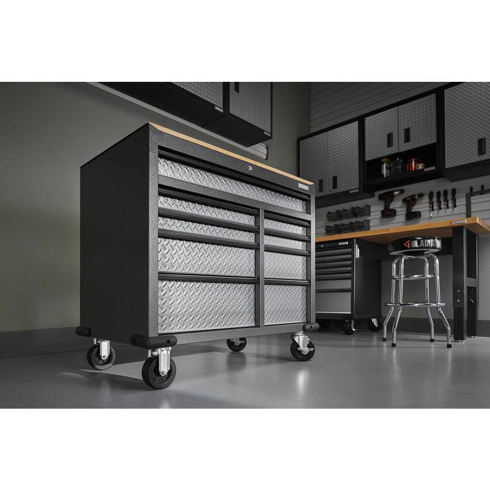 Premier 41 inch 9-drawer Mobile Tool Workbench with Solid Wood Top GAMT41HWJG