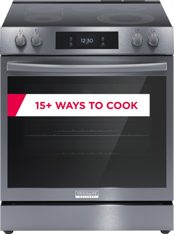 Frigidaire Gallery 30" Front Control Electric Range with Total Convection Black Stainless Steel GCFE3060BD Picture 1