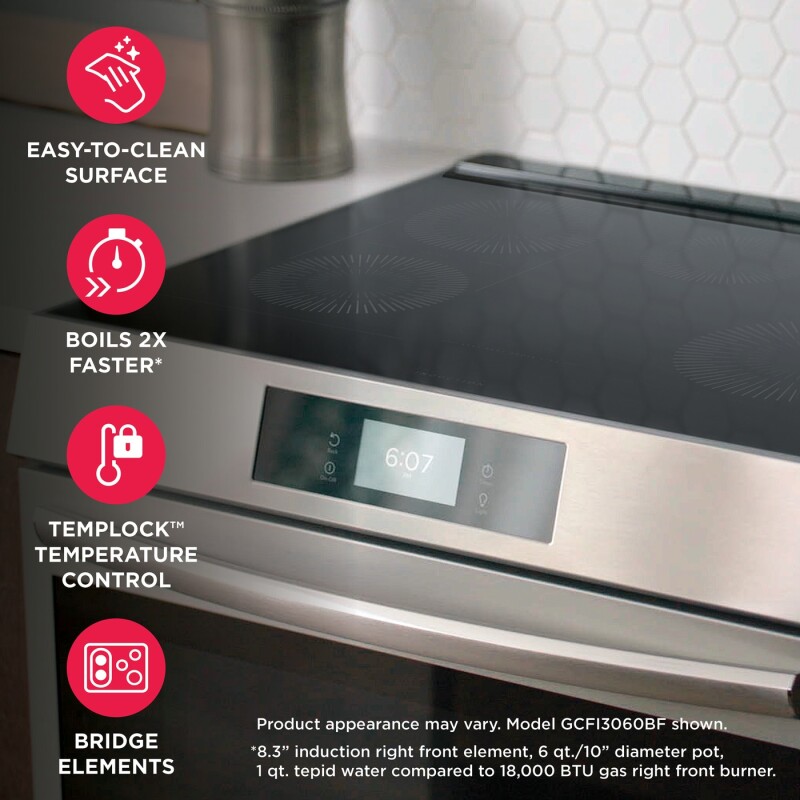 30" Front Control Induction Range with Total Convection view 8