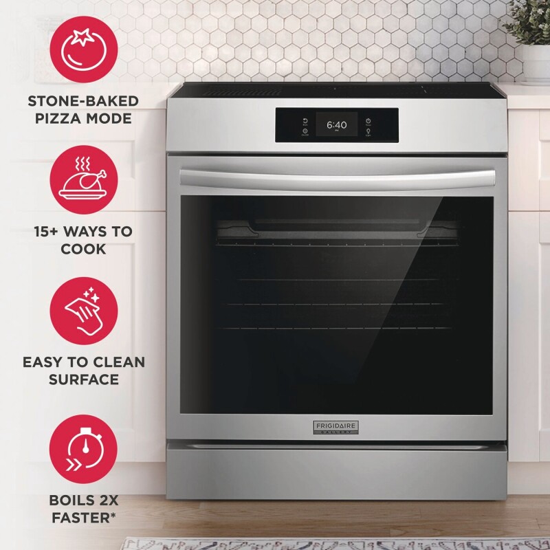 30" Front Control Induction Range with Stone-Baked Pizza view 2