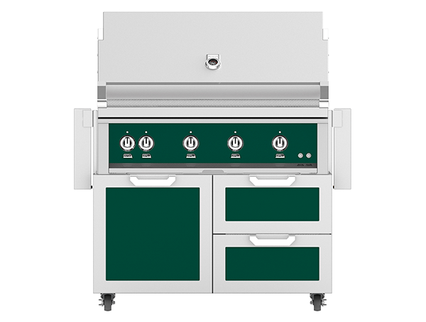 42" Hestan Outdoor Freestanding Grill on Cart with Door/Drawer Combo GCR42LPGR