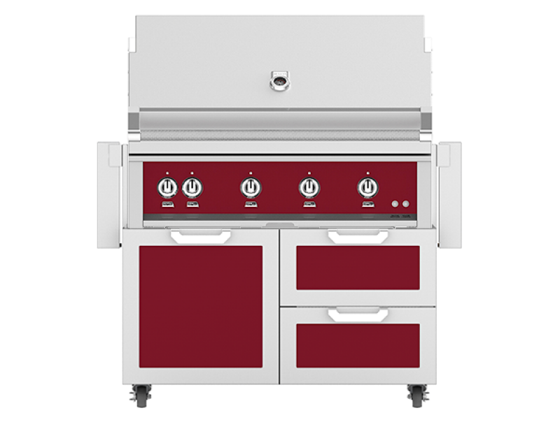 42" Hestan Outdoor Freestanding Grill on Cart with Door/Drawer Combo GCR42NGBG