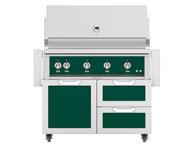 42" Hestan Outdoor Freestanding Grill on Cart with Door/Drawer Combo GCR42NGGR