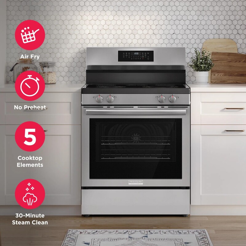 30" Rear Control Electric Range with Air Fry GCRE3059BF