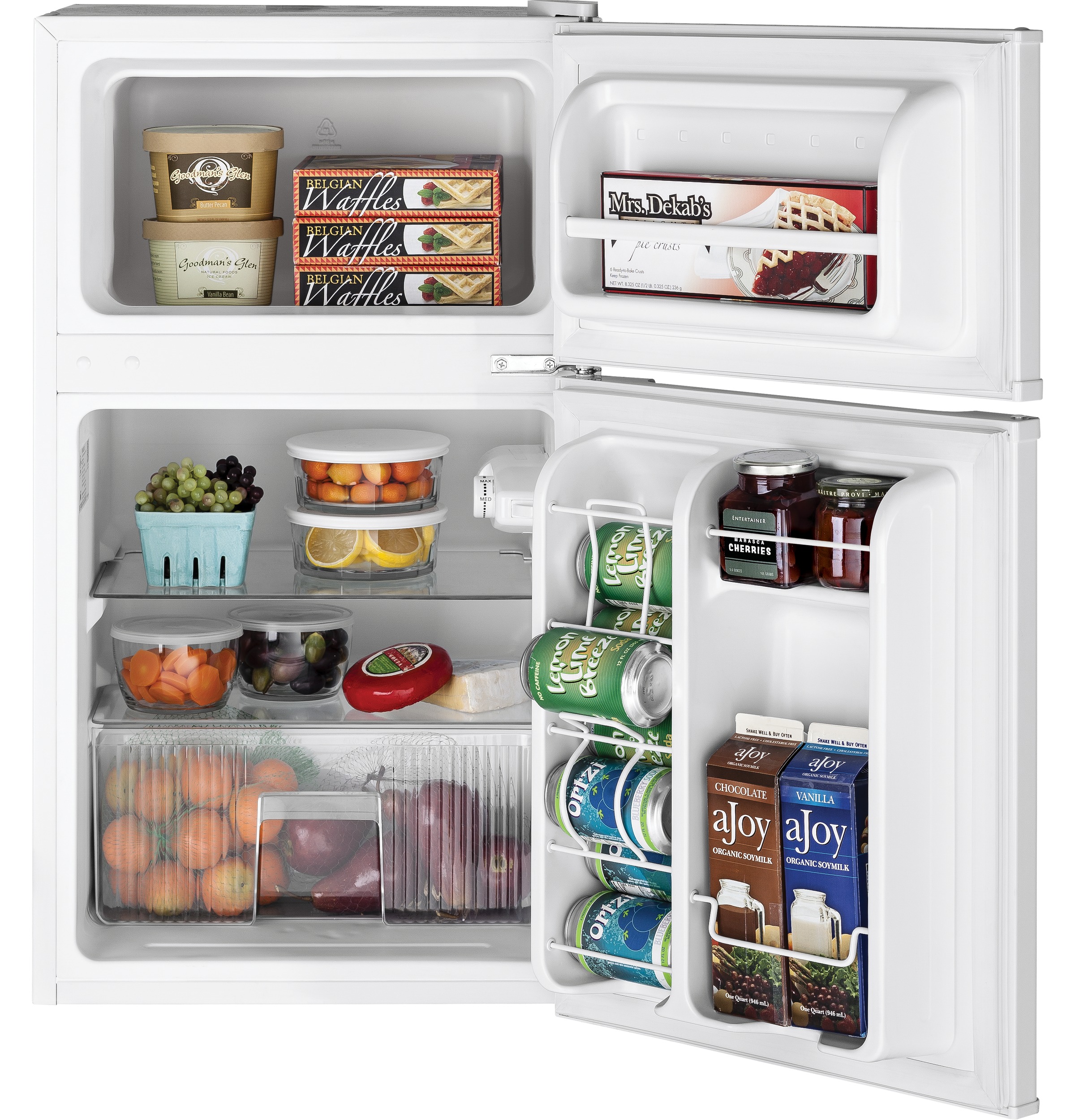 Double-Door Compact Refrigerator GDE03GGKWW, product image 3 of 5