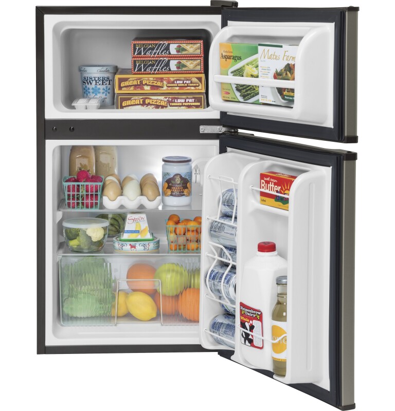 Double-Door Compact Refrigerator GDE03GMKED, product image 3 of 5