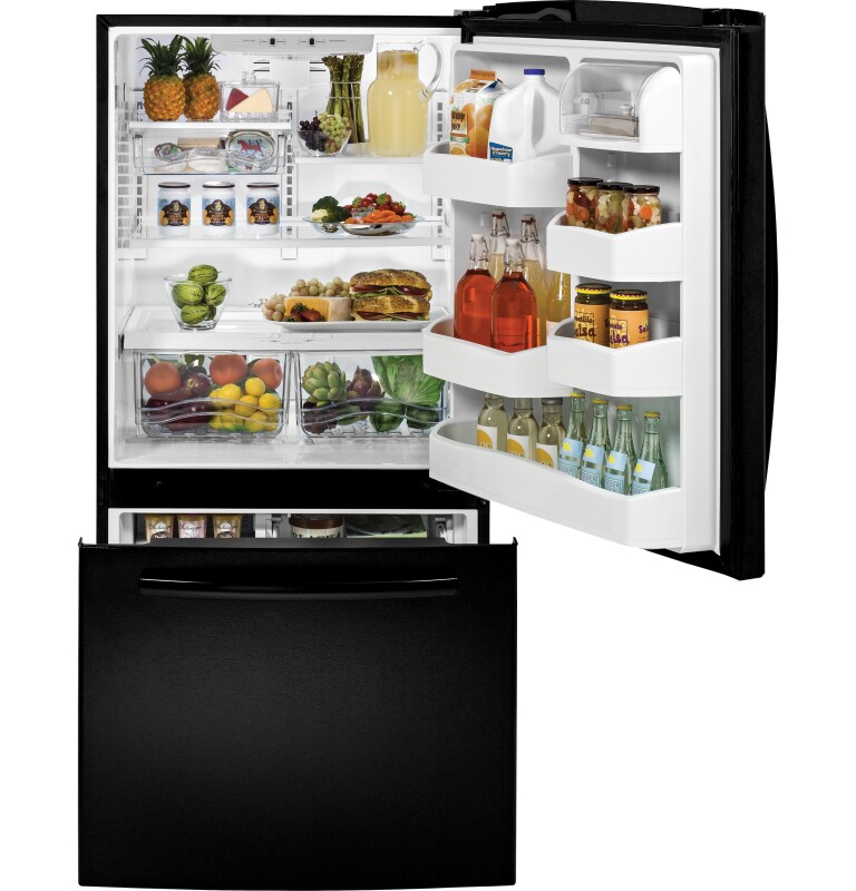 23.1 Cu. Ft. Bottom-Freezer Refrigerator GDE23ETEBB, product image 2 of 9