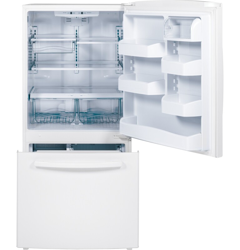 23.1 Cu. Ft. Bottom-Freezer Refrigerator GDE23ETEWW, product image 3 of 10