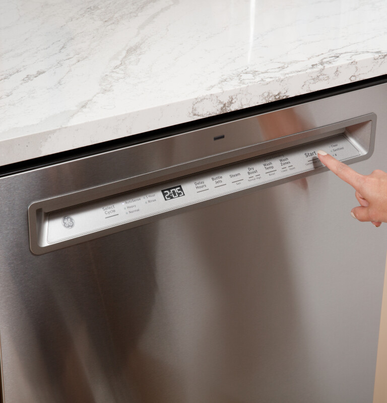 Fingerprint Resistant Front Control with Stainless Steel Interior Dishwasher with Sanitize Cycle GDF670SYVFS