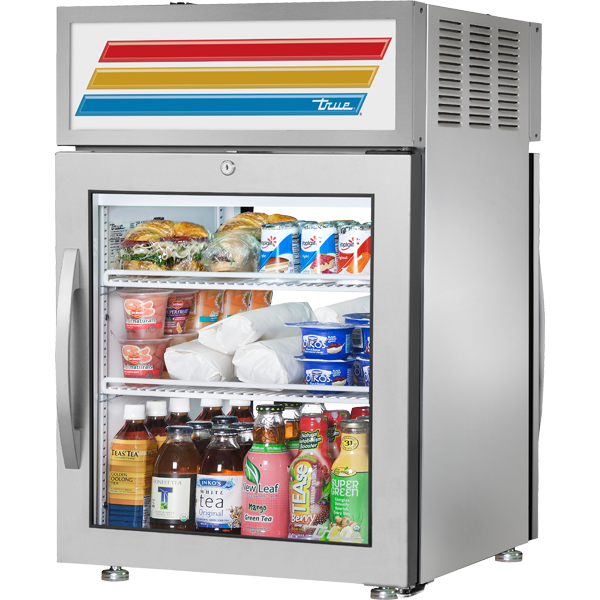 Swing Door Pass-Thru Counter-Top Stainless Steel Exterior Refrigerator with Hydrocarbon Refrigerant~Framed Glass Door Version 01 GDM05PTSHCFGD01