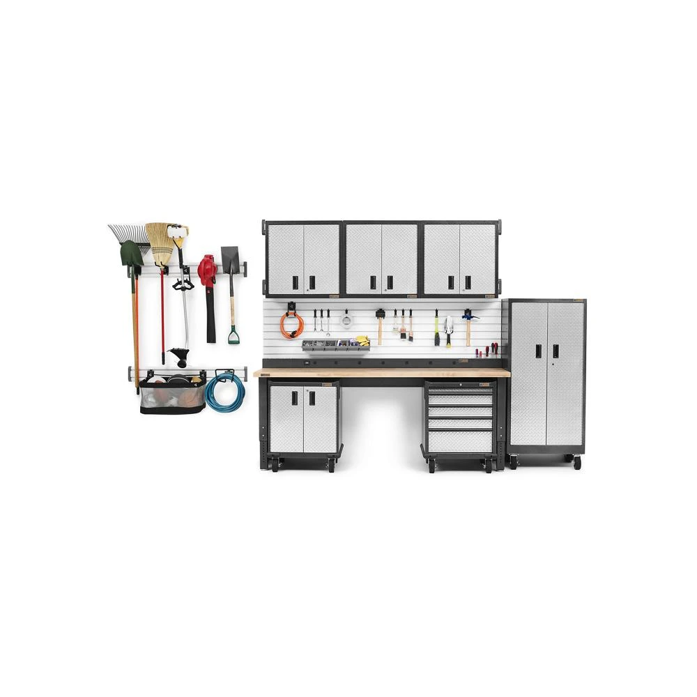 Premier Garage Storage System with 6 Cabinets & 8' Workbench GDRBUNGAR013