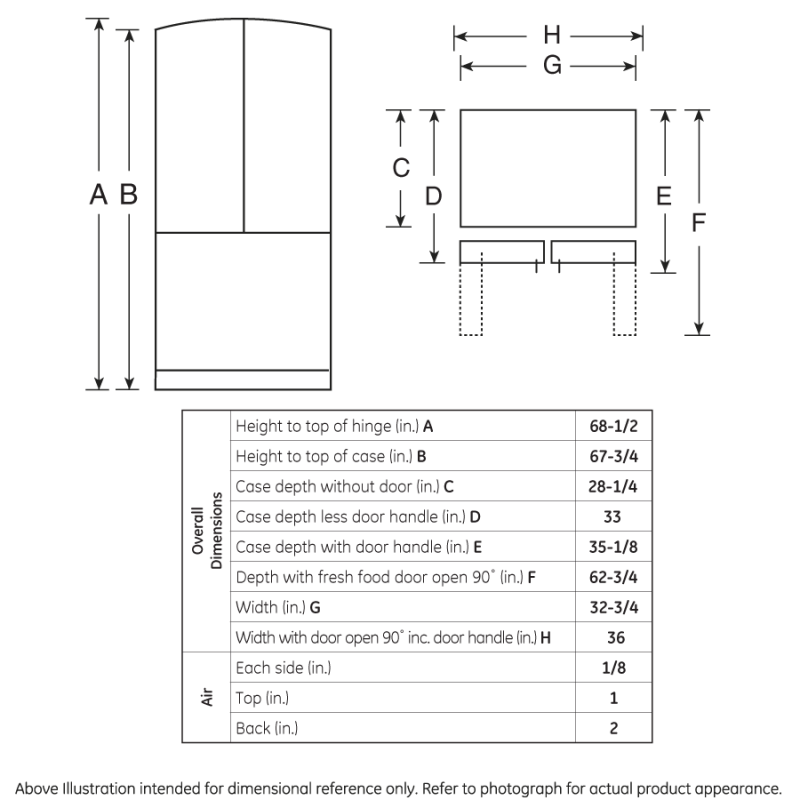 22.7 Cu. Ft. Bottom-Freezer Drawer Refrigerator GDSC3KCYBB, product image 9 of 9