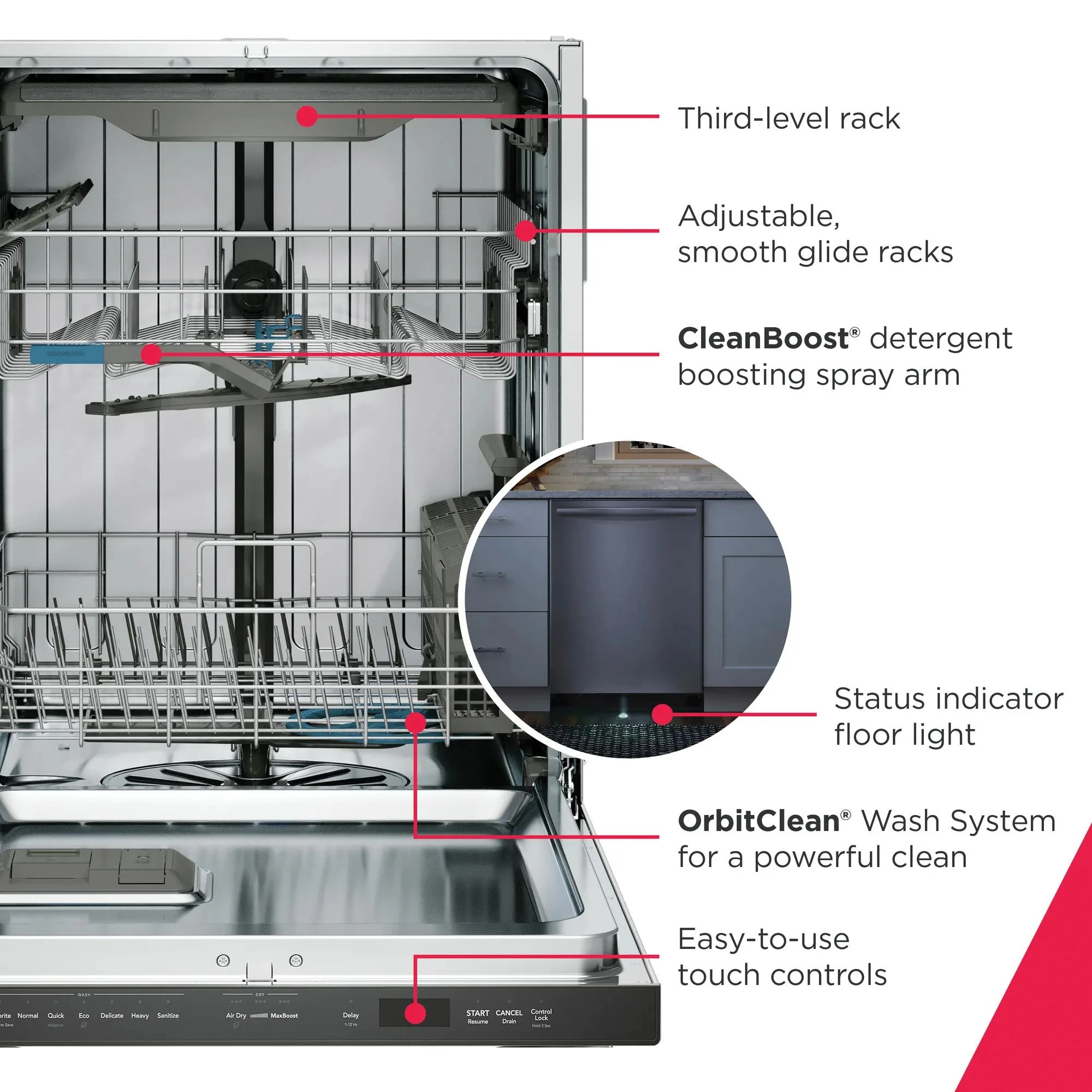 24" Stainless Steel Tub Dishwasher with CleanBoost™ and Adaptive Quick Wash GDSH4735AF