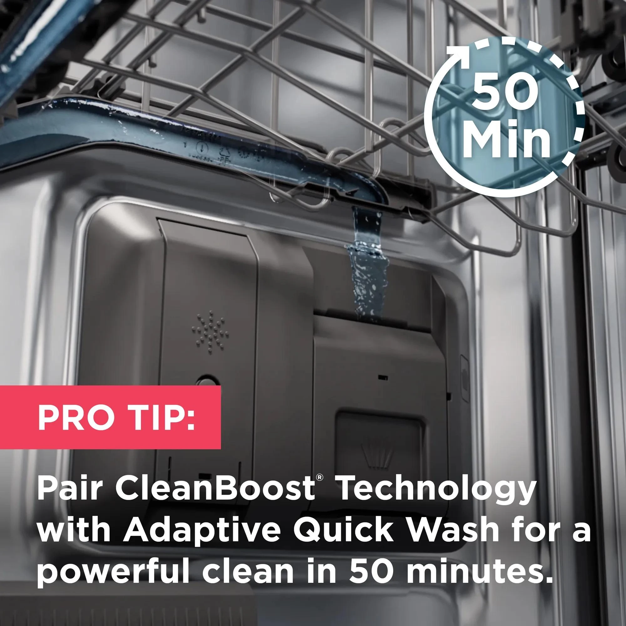 24" Stainless Steel Tub Dishwasher with CleanBoost™ and Adaptive Quick Wash GDSH4735AF