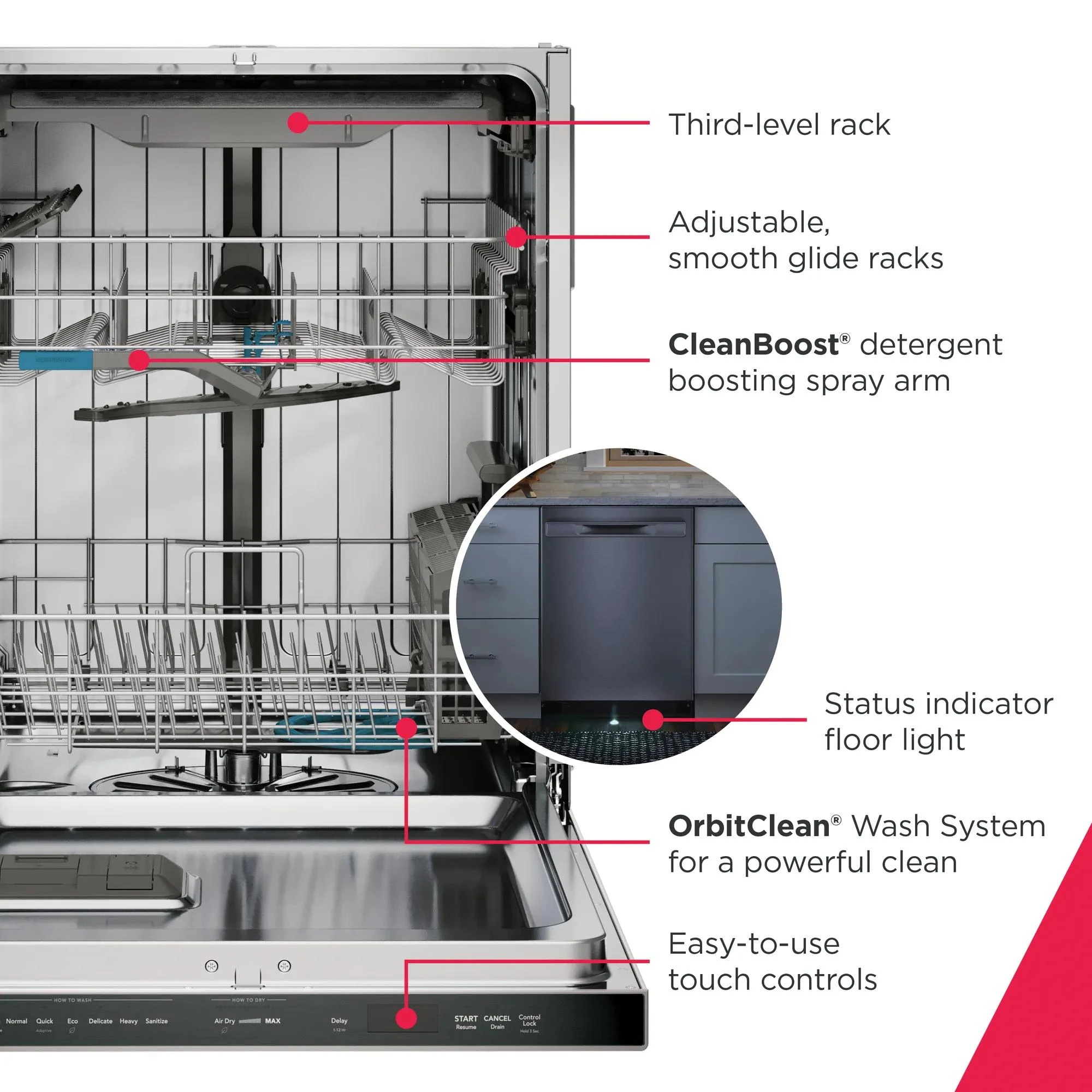 24" Stainless Steel Tub Dishwasher with CleanBoost™ and Adaptive Quick Wash GDSP4735AF
