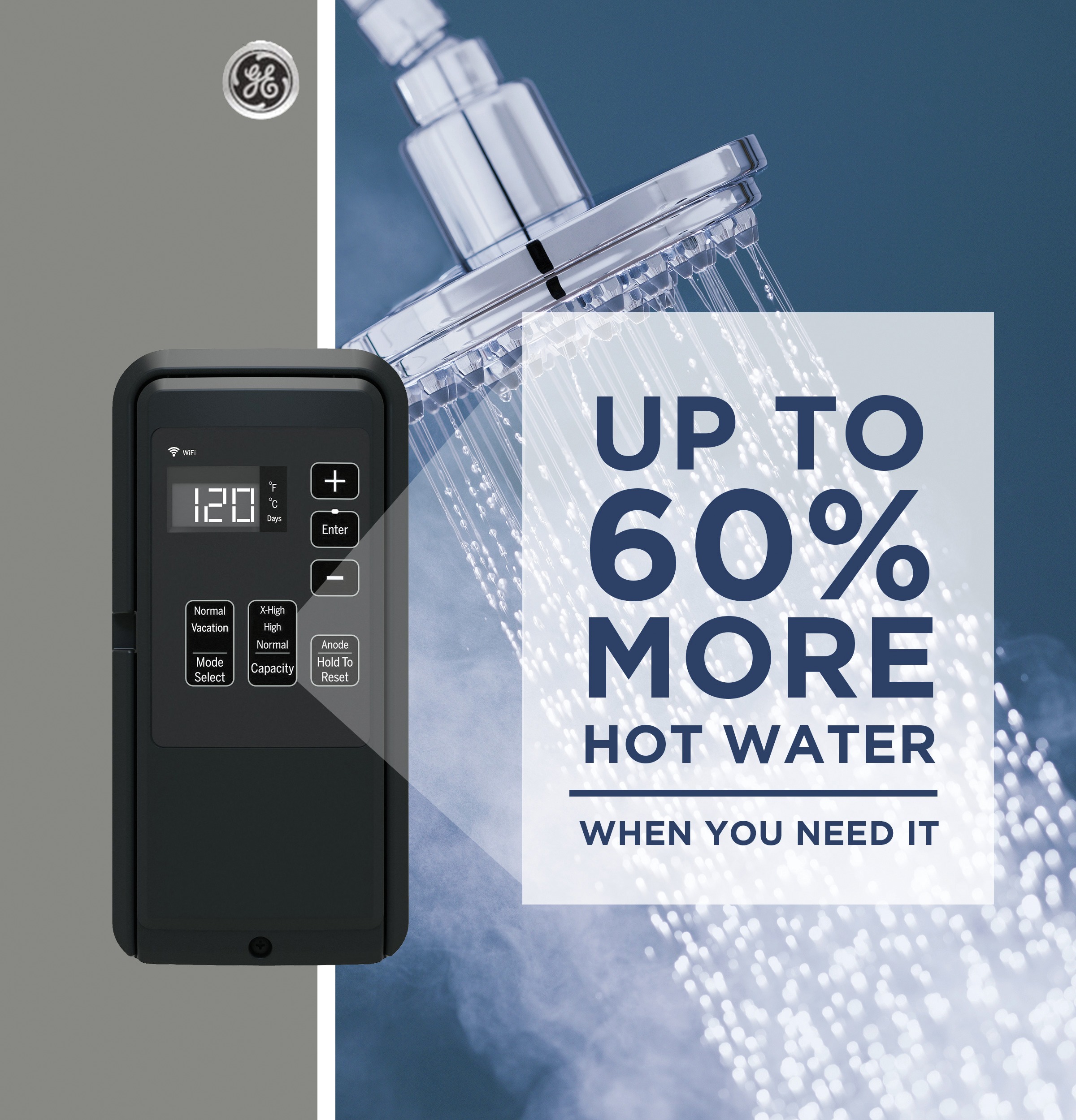 Smart 40 Gallon Electric Water Heater with Flexible Capacity GE40S10BMM